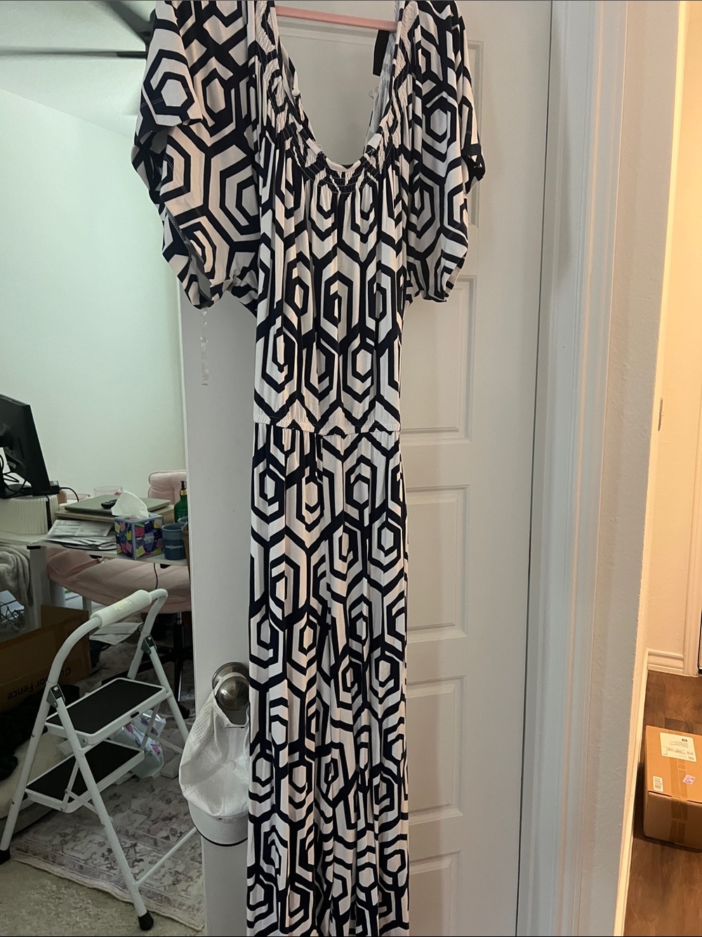 Black & White Geometric romper- Women's